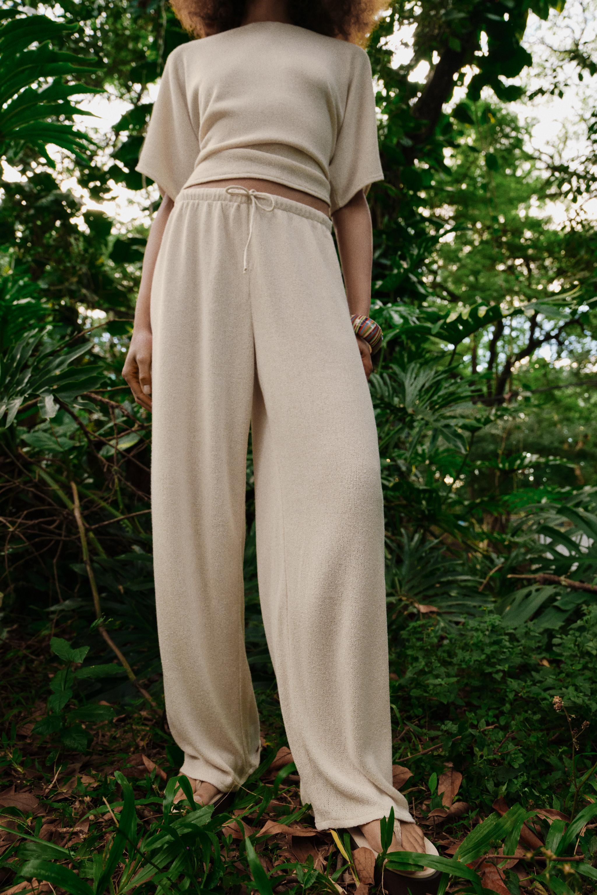 PANTALON RUSTIQUE À JAMBES LARGES